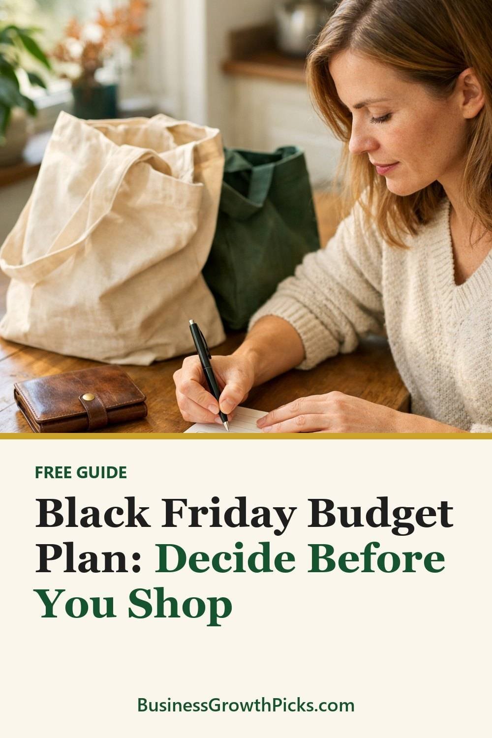 Black Friday Budget Plan: Decide Before You Shop. The list includes Make a list, Set a limit, Verify the deal.